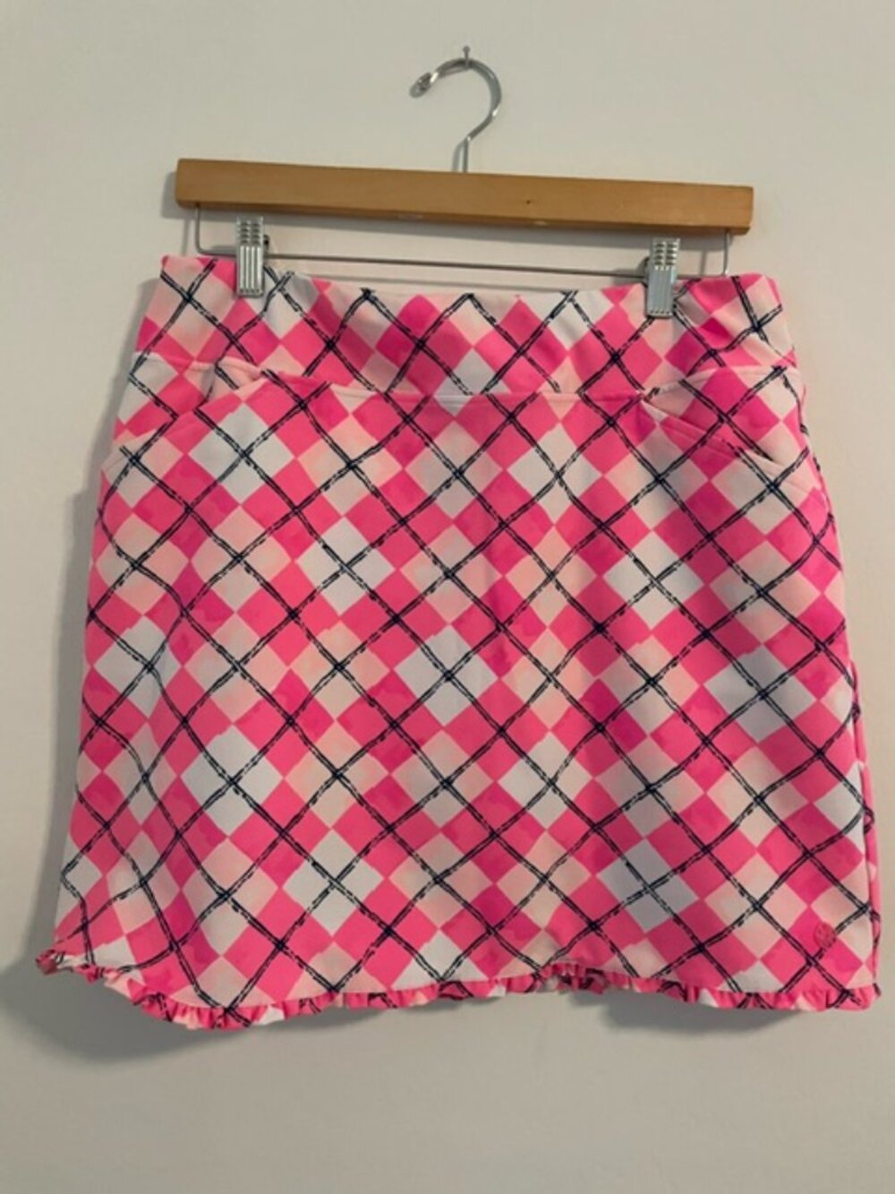Lilly Pulitzer Luxletic “Fairway” skort  Pink Tropics Glow & Flow print 12 EUC